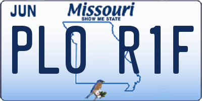 MO license plate PL0R1F