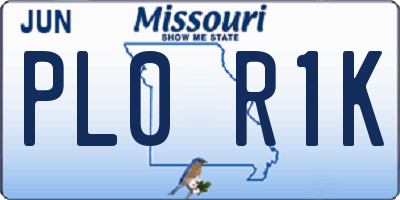 MO license plate PL0R1K
