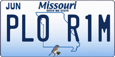 MO license plate PL0R1M