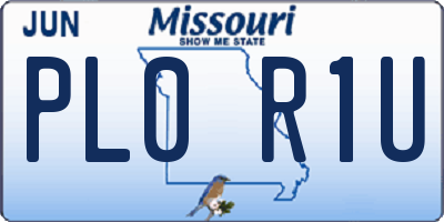 MO license plate PL0R1U