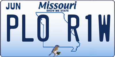 MO license plate PL0R1W