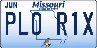 MO license plate PL0R1X
