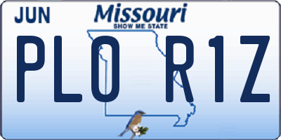 MO license plate PL0R1Z