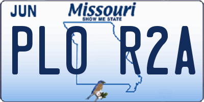 MO license plate PL0R2A