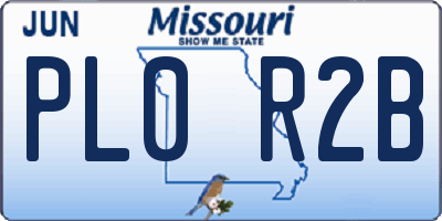 MO license plate PL0R2B