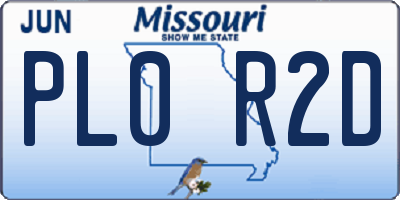 MO license plate PL0R2D
