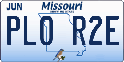 MO license plate PL0R2E