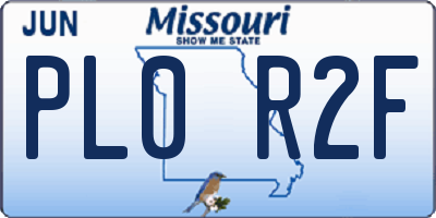 MO license plate PL0R2F
