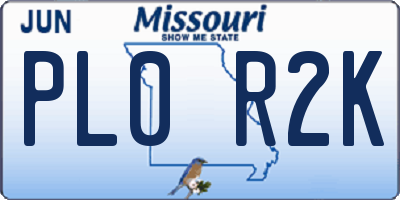 MO license plate PL0R2K