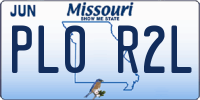 MO license plate PL0R2L