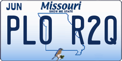 MO license plate PL0R2Q