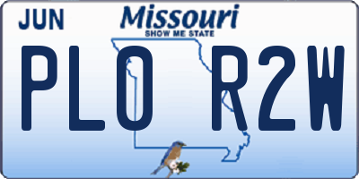 MO license plate PL0R2W