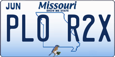 MO license plate PL0R2X