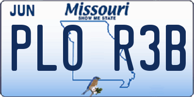 MO license plate PL0R3B