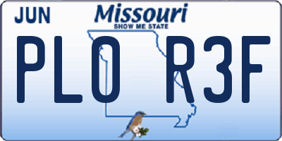 MO license plate PL0R3F