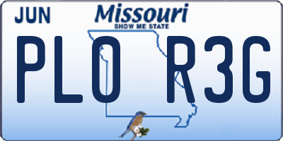 MO license plate PL0R3G