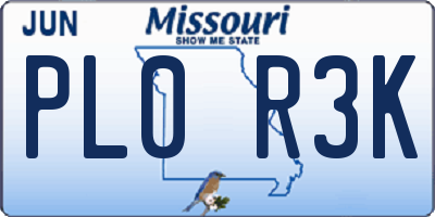 MO license plate PL0R3K