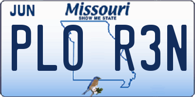 MO license plate PL0R3N