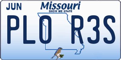 MO license plate PL0R3S