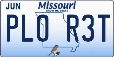 MO license plate PL0R3T