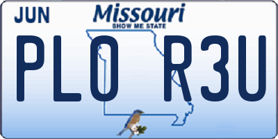 MO license plate PL0R3U