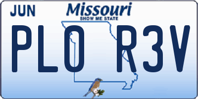 MO license plate PL0R3V