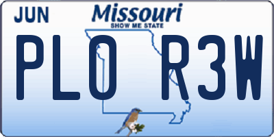 MO license plate PL0R3W