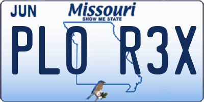 MO license plate PL0R3X