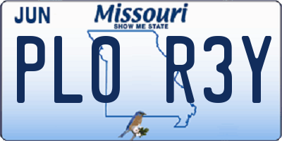 MO license plate PL0R3Y
