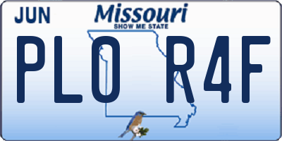 MO license plate PL0R4F