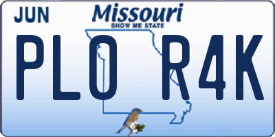 MO license plate PL0R4K