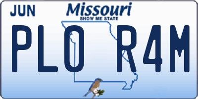 MO license plate PL0R4M