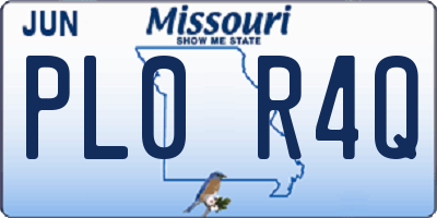 MO license plate PL0R4Q