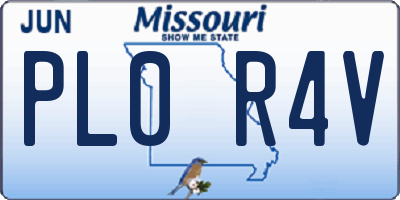 MO license plate PL0R4V