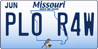 MO license plate PL0R4W