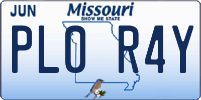 MO license plate PL0R4Y