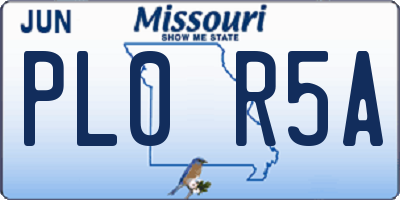 MO license plate PL0R5A