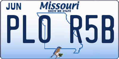 MO license plate PL0R5B