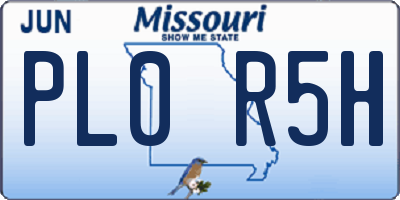 MO license plate PL0R5H