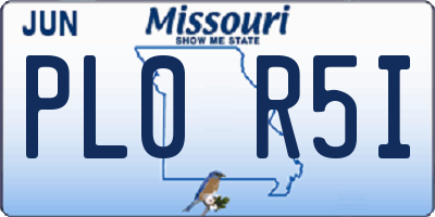 MO license plate PL0R5I