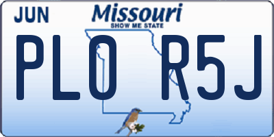 MO license plate PL0R5J