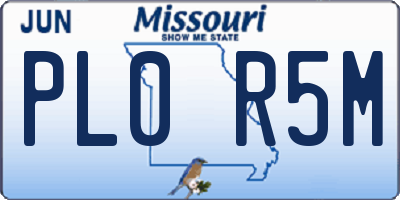 MO license plate PL0R5M