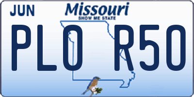 MO license plate PL0R5O