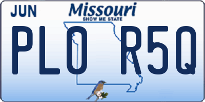 MO license plate PL0R5Q