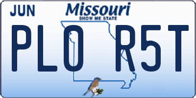 MO license plate PL0R5T