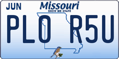 MO license plate PL0R5U