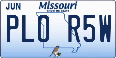 MO license plate PL0R5W