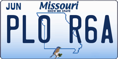 MO license plate PL0R6A