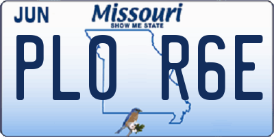 MO license plate PL0R6E