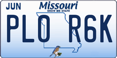 MO license plate PL0R6K